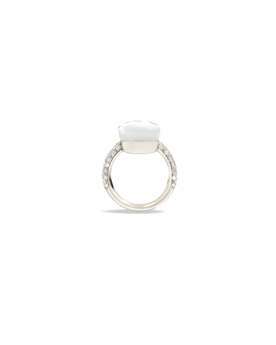 Pomellato Maxi-size Ring White Gold 18kt, Adularia, Icy Diamond (watches)